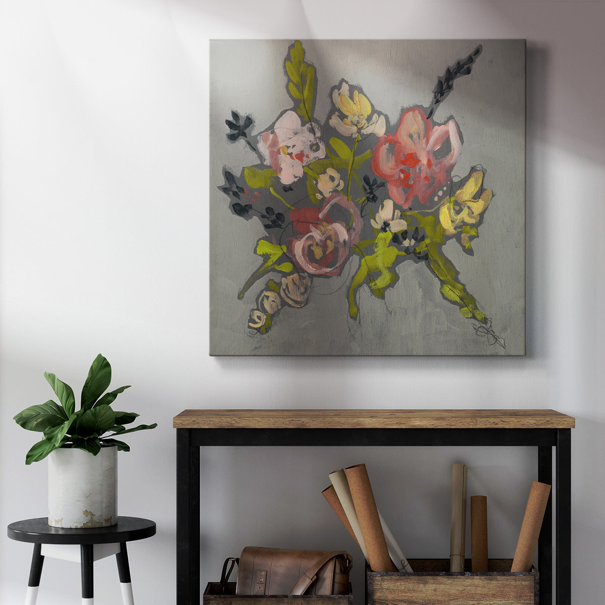 Blush & Paynes Bouquet II-Premium Gallery Wrapped Canvas - Ready to Hang