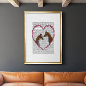 Foxes in Pink Heart Premium Framed Print - Ready to Hang