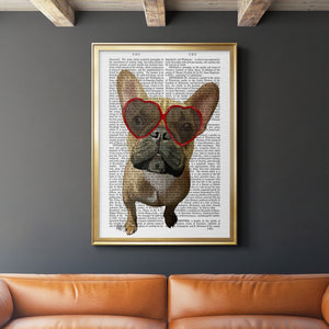 French Bulldog and Heart Glasses Premium Framed Print - Ready to Hang