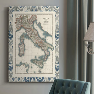 Bordered Map of Italy Premium Gallery Wrapped Canvas - Ready to Hang