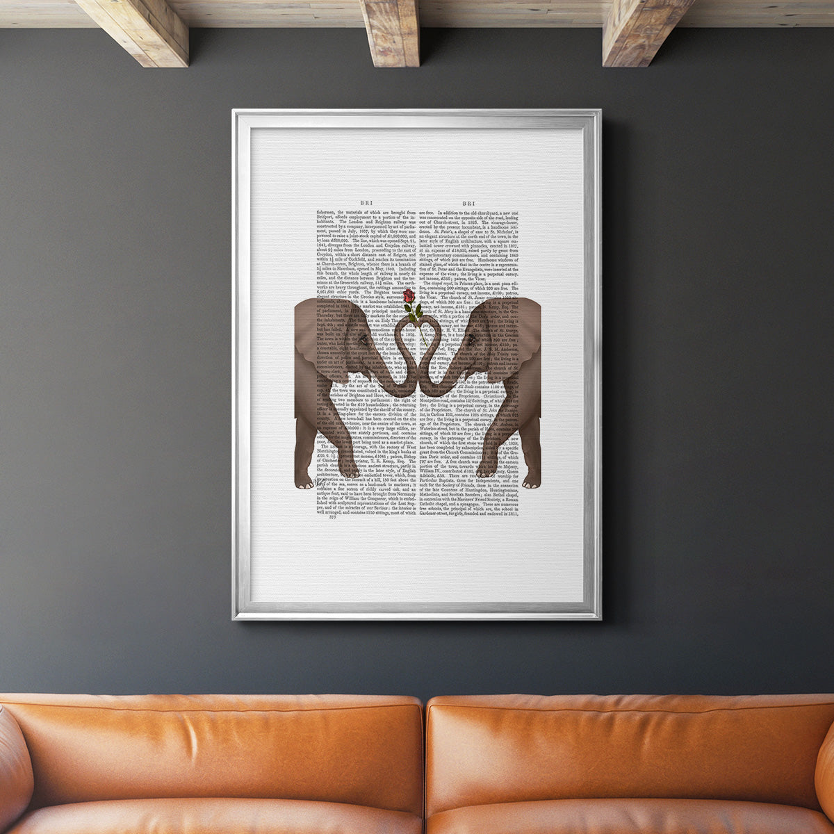 Elephants Heart and Rose Premium Framed Print - Ready to Hang