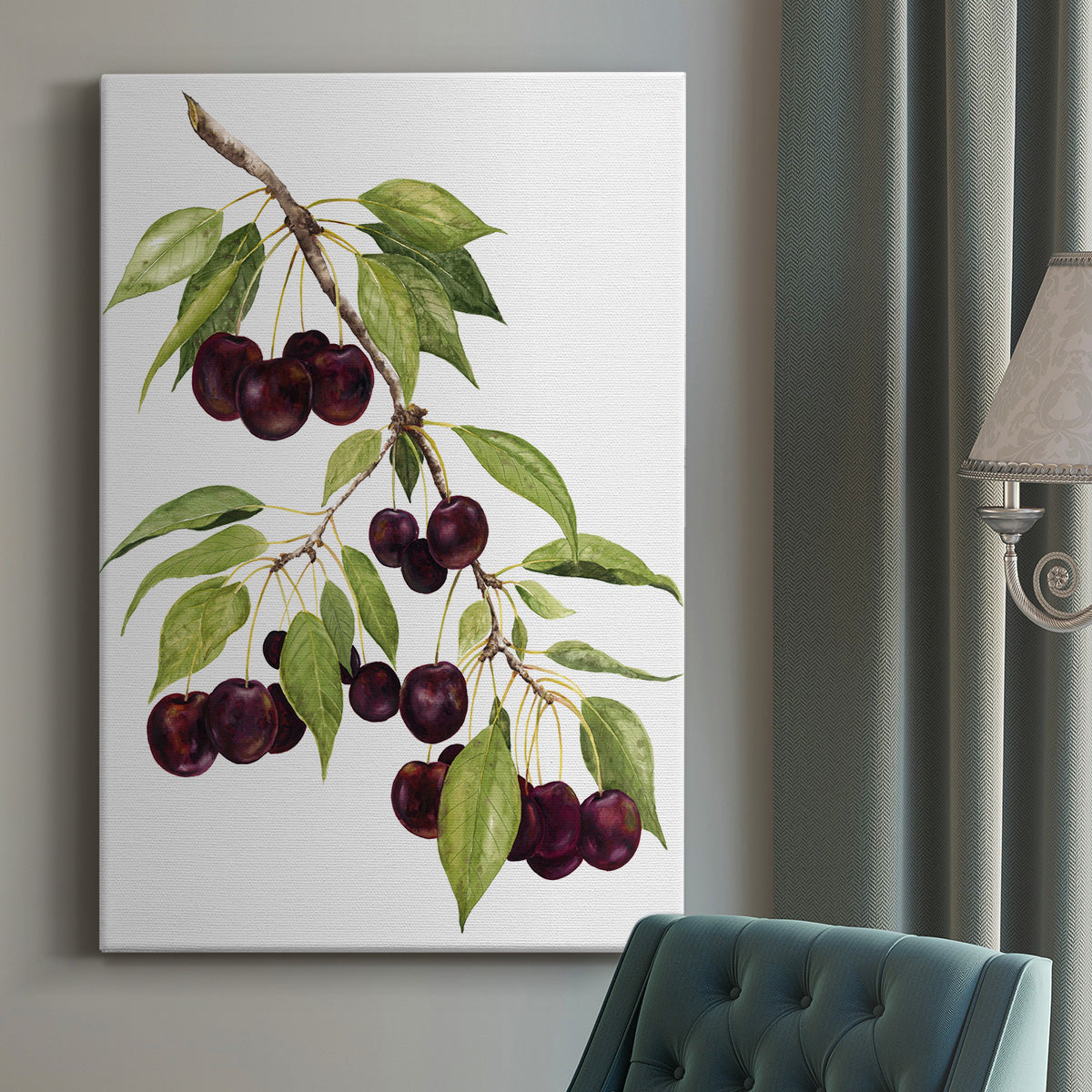Watercolor Cherries Premium Gallery Wrapped Canvas - Ready to Hang