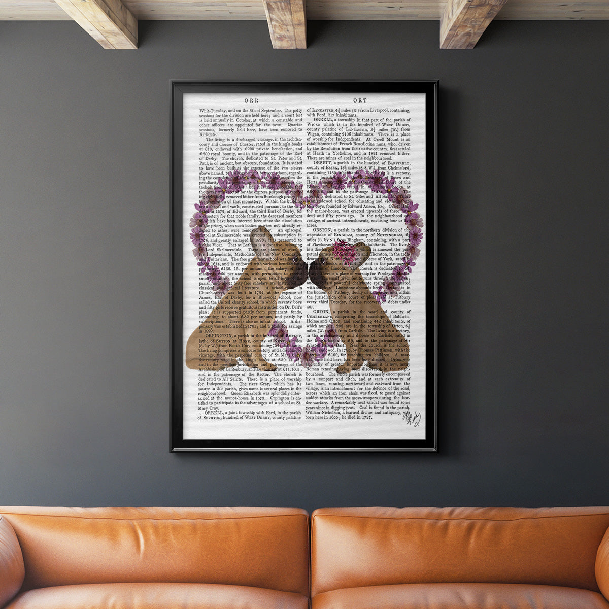 French Kiss and Flower Heart Premium Framed Print - Ready to Hang