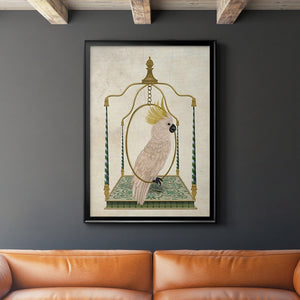 White Cockatoo on Swing Premium Framed Print - Ready to Hang