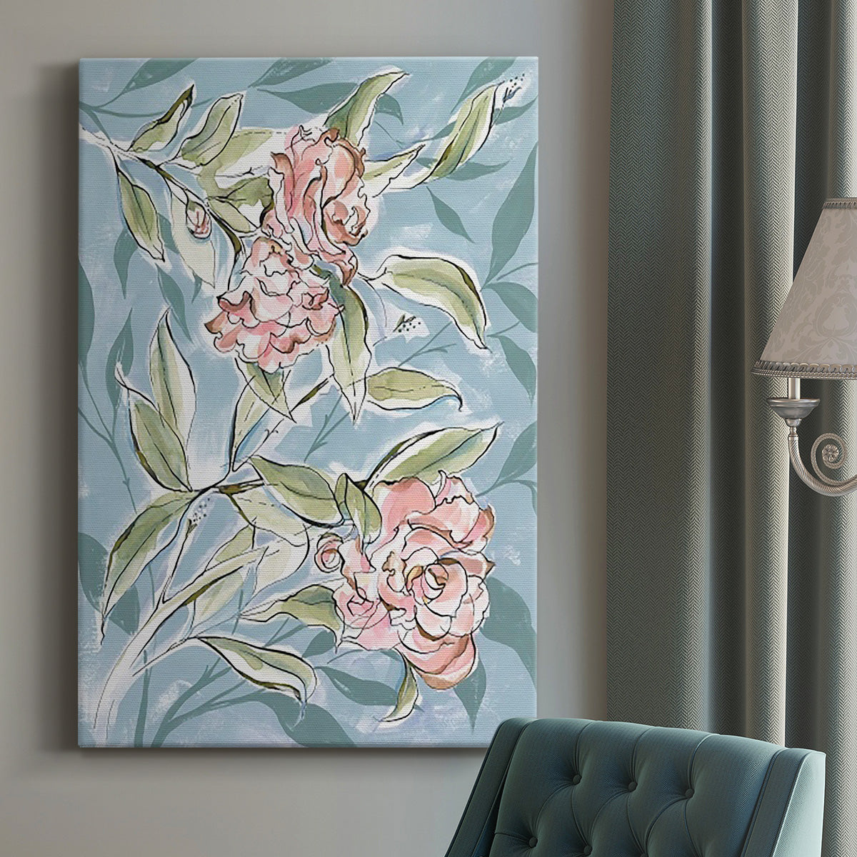 Faded Camellias I Premium Gallery Wrapped Canvas - Ready to Hang