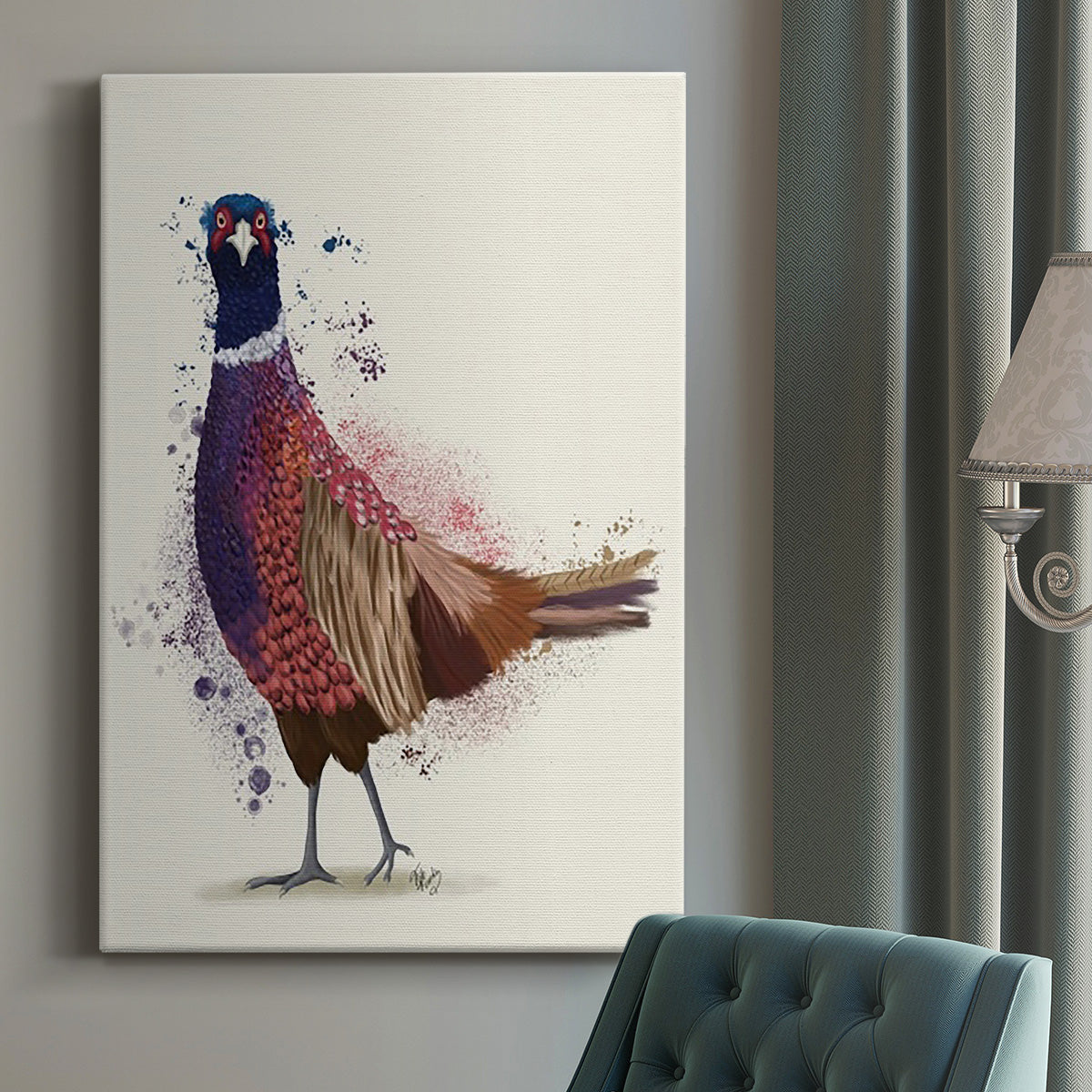 Pheasant Splash 6 Premium Gallery Wrapped Canvas - Ready to Hang