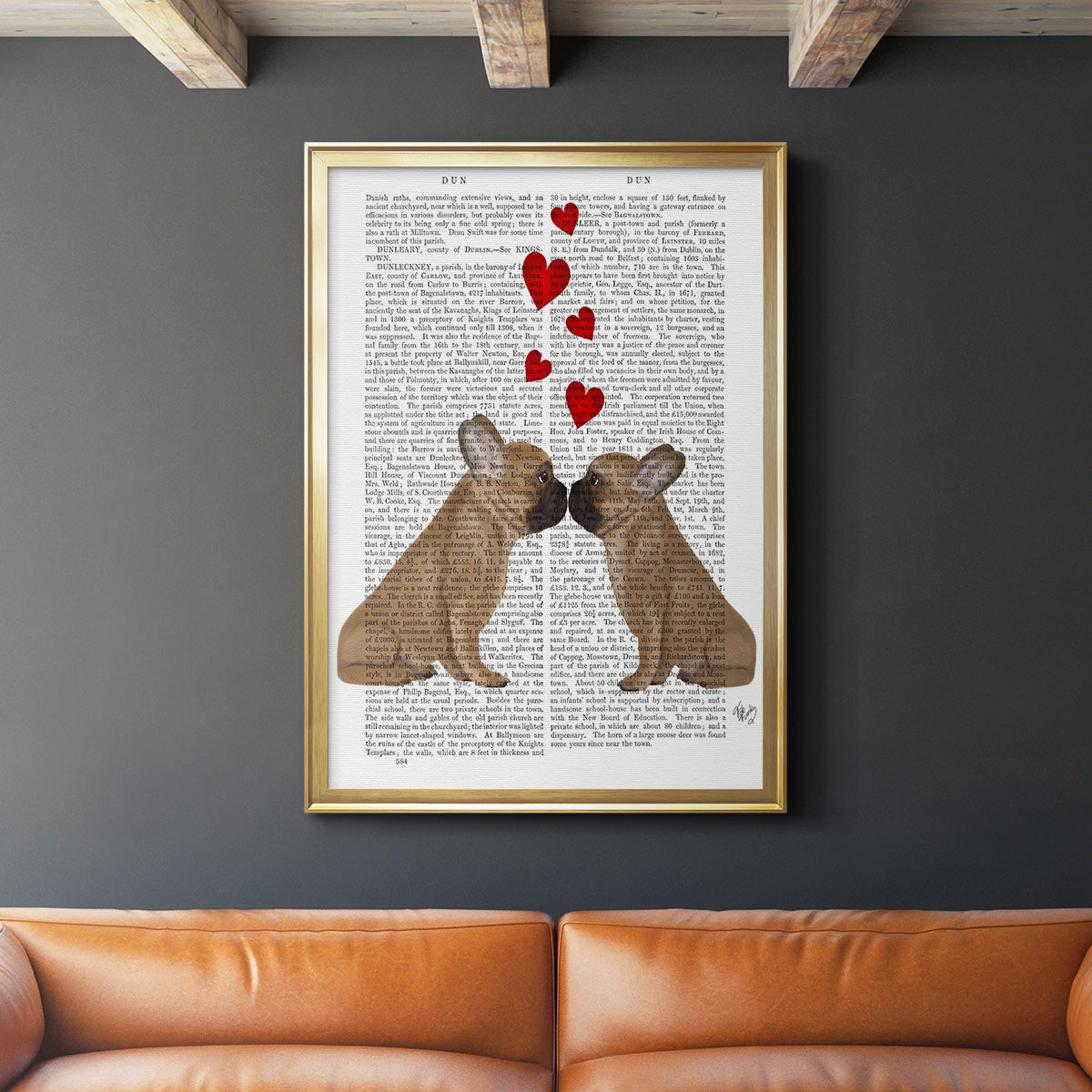 French Kiss and Hearts Premium Framed Print - Ready to Hang