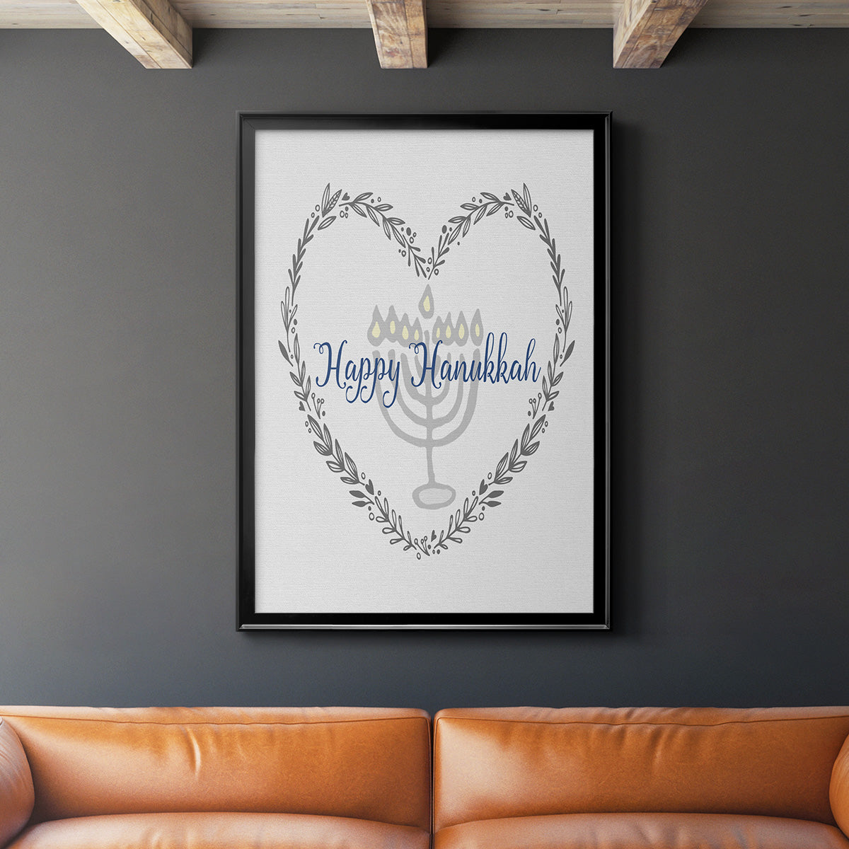 Hanukkah Heart Premium Framed Print - Ready to Hang