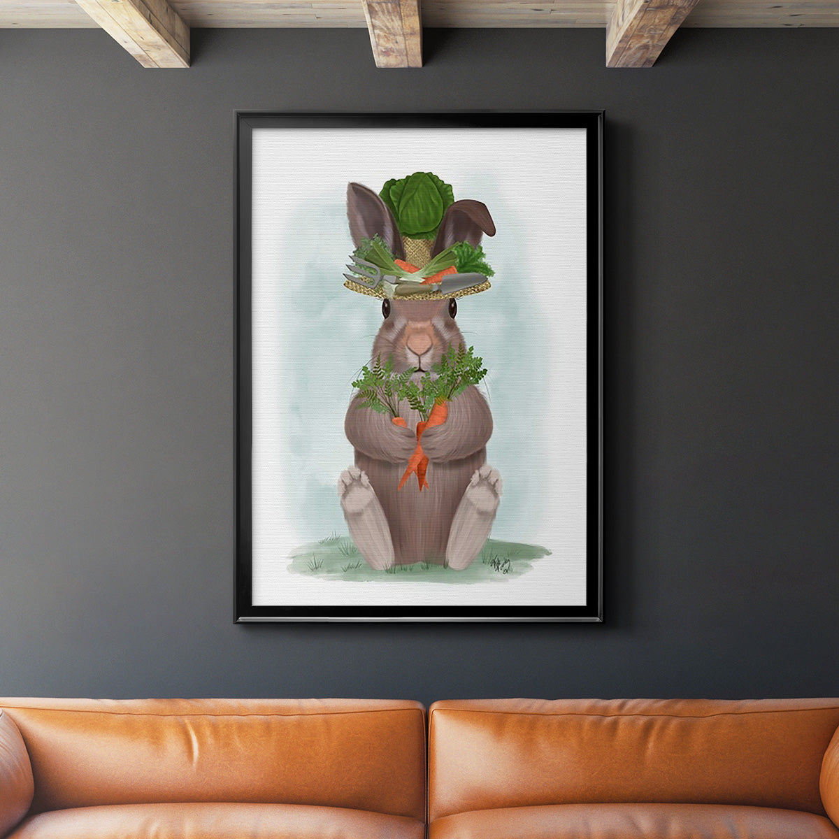 Rabbit Carrot Hat Premium Framed Print - Ready to Hang