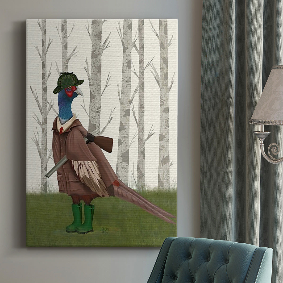 Pheasant Shooting Party 5 Premium Gallery Wrapped Canvas - Ready to Hang