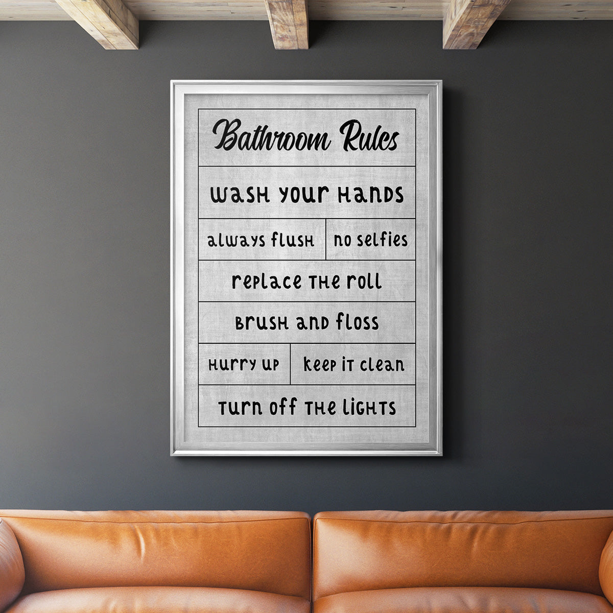 Simple Bathroom Rules Premium Framed Print - Ready to Hang