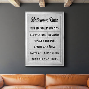 Simple Bathroom Rules Premium Framed Print - Ready to Hang