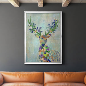 Fantastic Florals Deer, Portrait Premium Framed Print - Ready to Hang