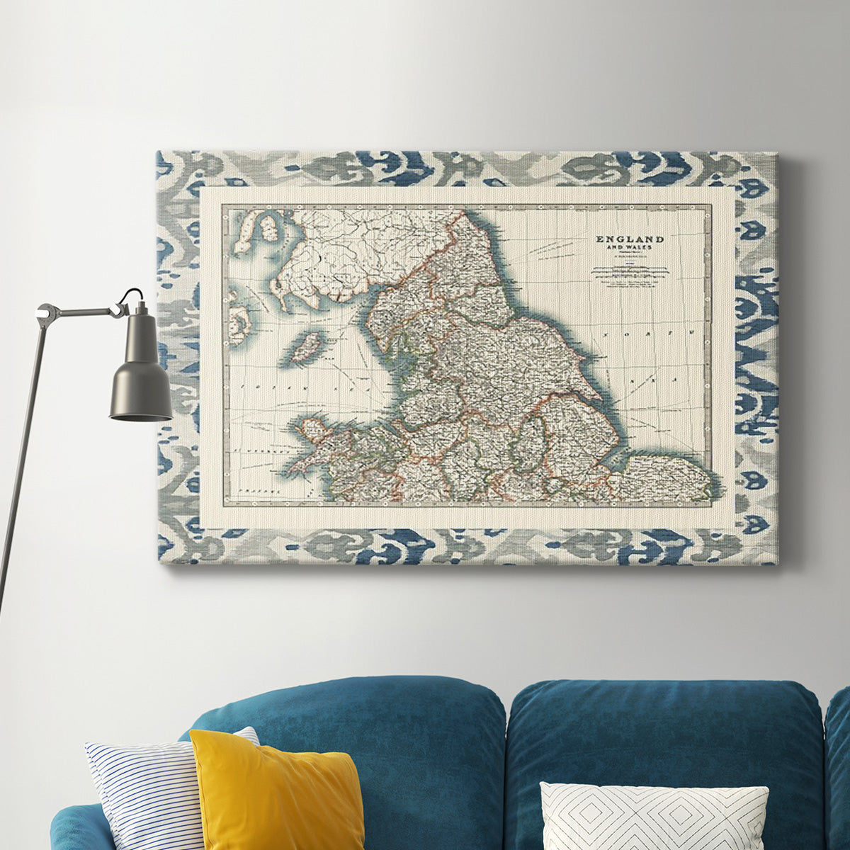 Bordered Map of England & Wales Premium Gallery Wrapped Canvas - Ready to Hang
