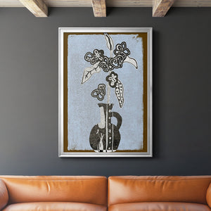 Graphic Flowers in Vase I Premium Framed Print - Ready to Hang