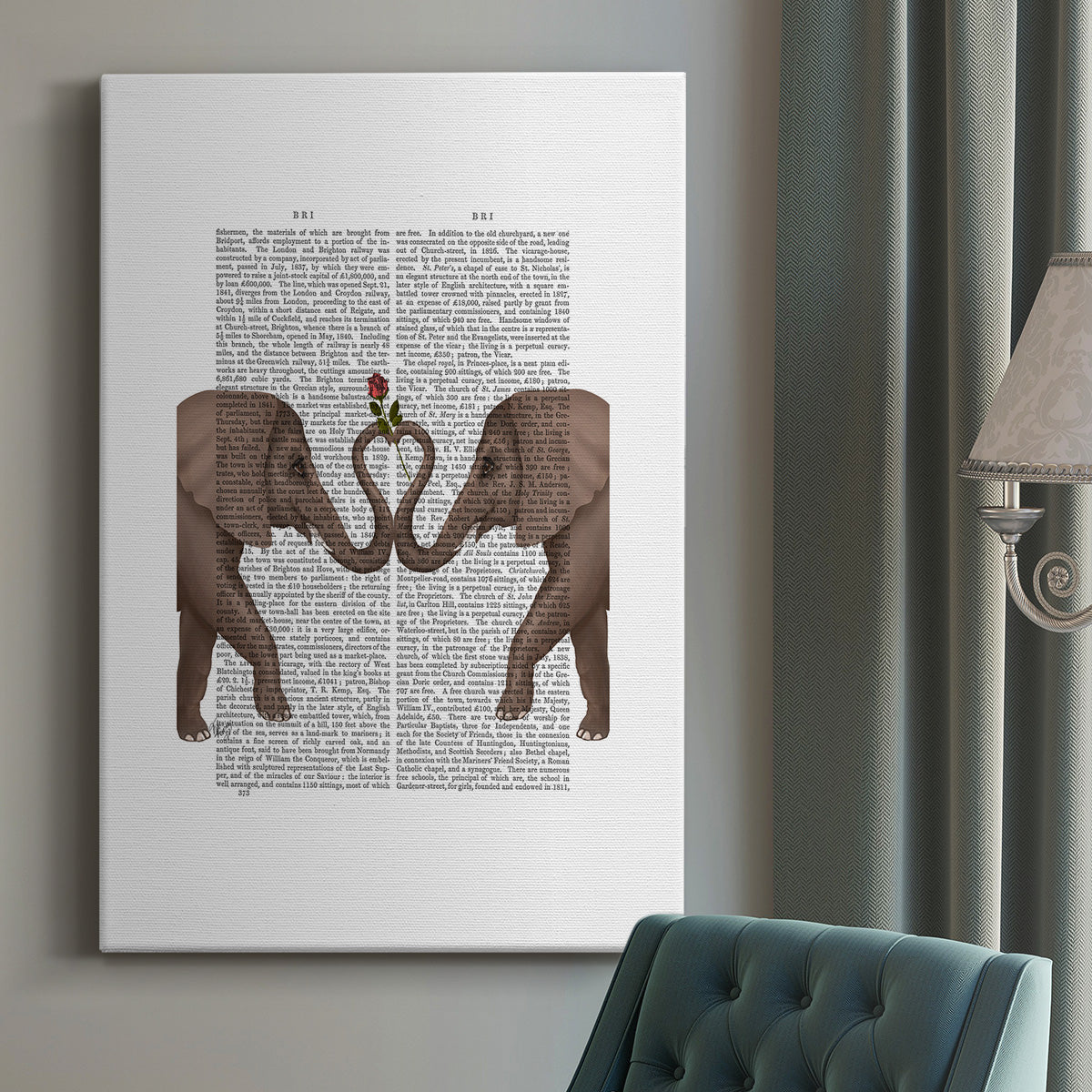 Elephants Heart and Rose Premium Gallery Wrapped Canvas - Ready to Hang