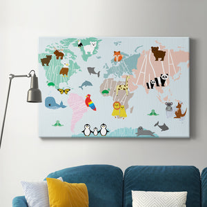 Animal Map Premium Gallery Wrapped Canvas - Ready to Hang