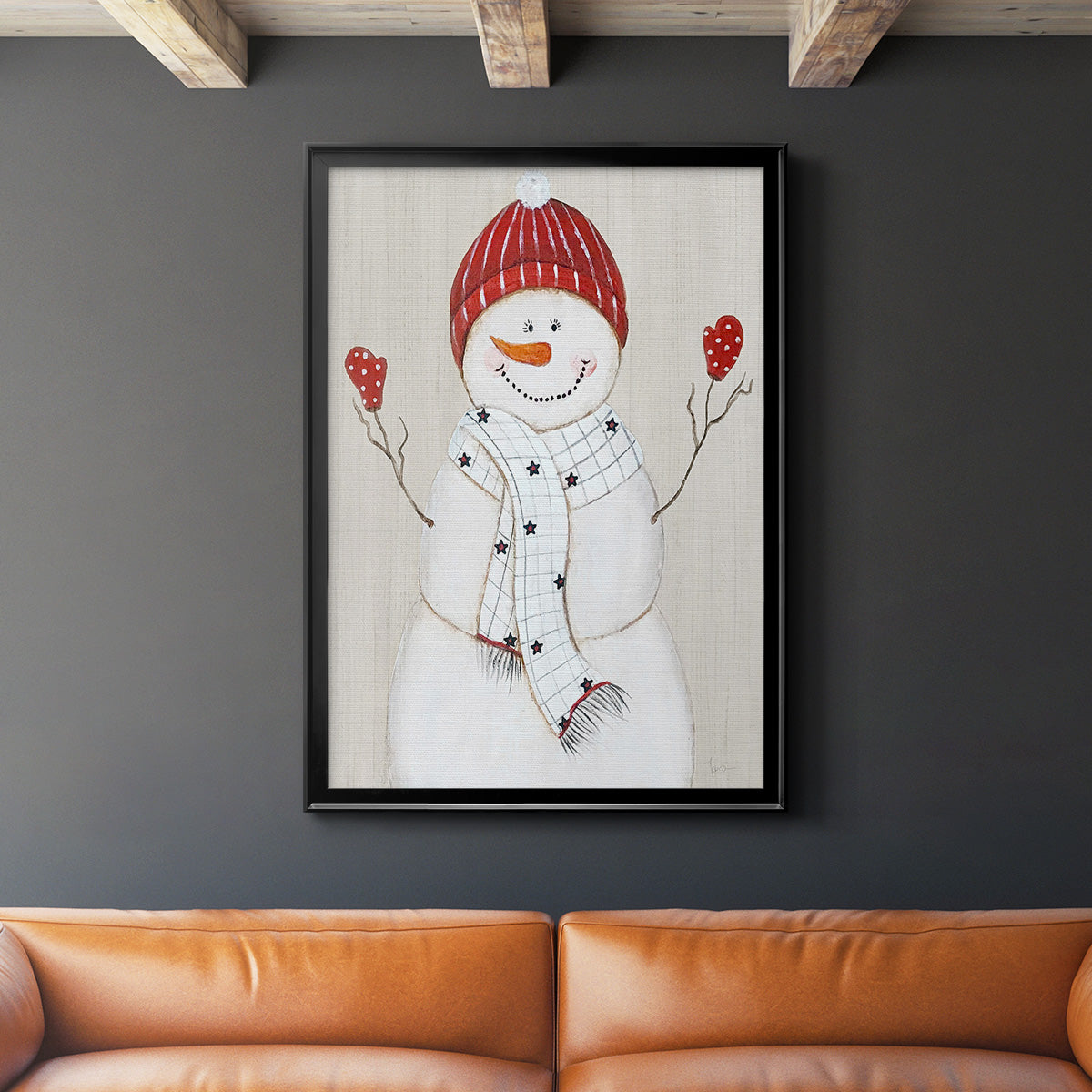 Festive Snowman III Premium Framed Print - Ready to Hang