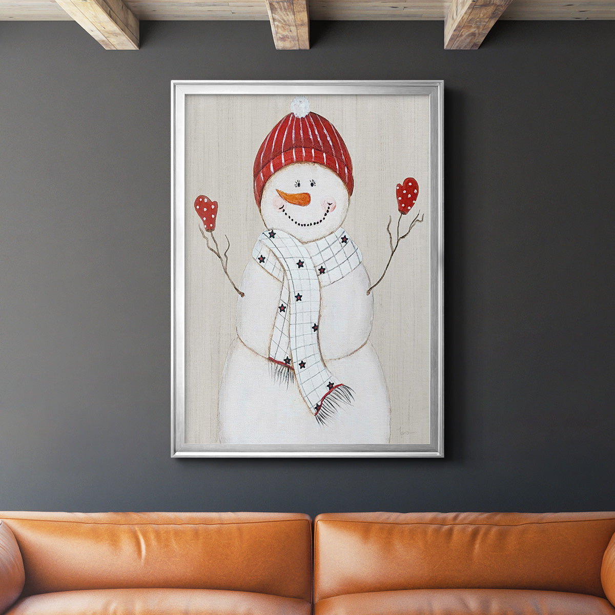 Festive Snowman III Premium Framed Print - Ready to Hang