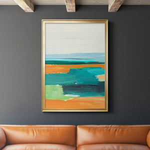 Aqua and Orange I Premium Framed Print - Ready to Hang