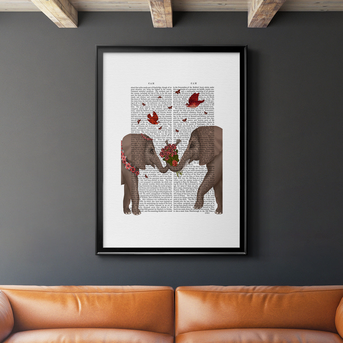 Elephant Bouquet, Portrait Premium Framed Print - Ready to Hang