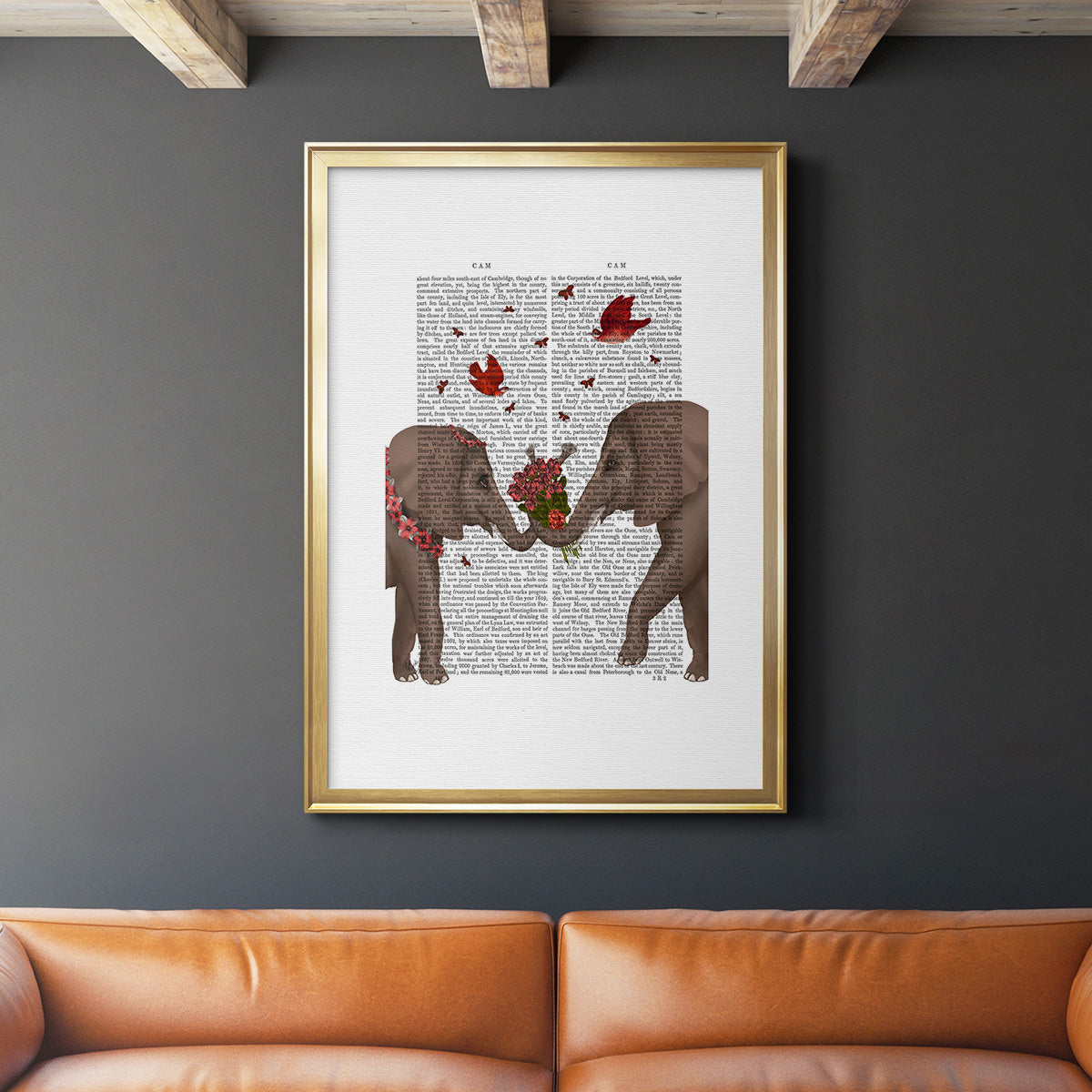 Elephant Bouquet, Portrait Premium Framed Print - Ready to Hang