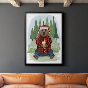 Lumberjack Bear Latte Premium Framed Print - Ready to Hang