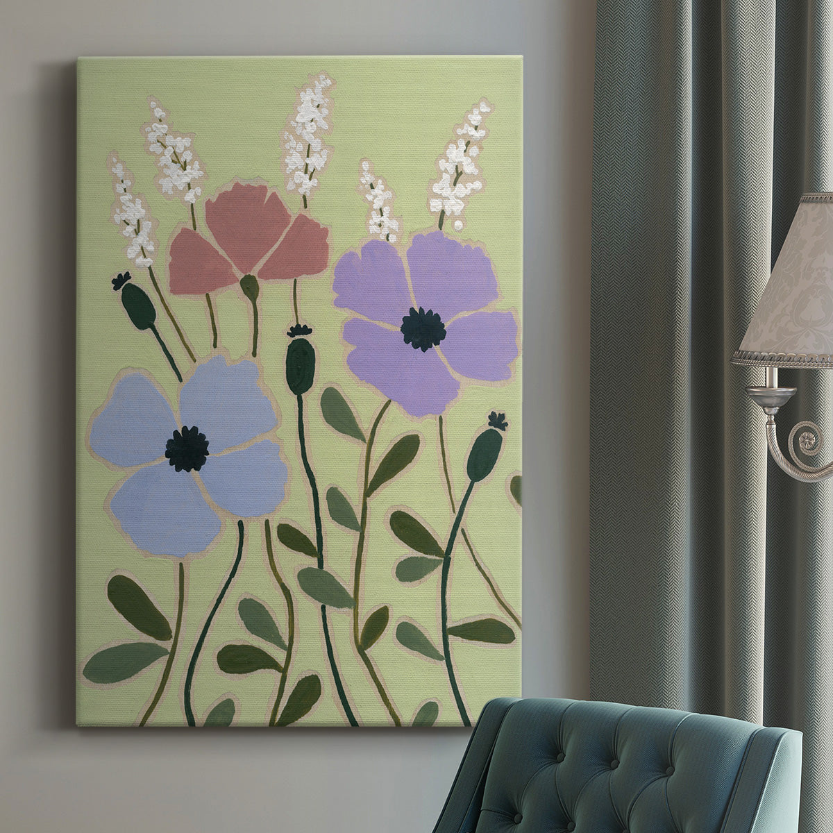 Woodblock Floral III Premium Gallery Wrapped Canvas - Ready to Hang
