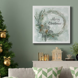 Merry Christmas Pine Wreath-Premium Gallery Wrapped Canvas - Ready to Hang