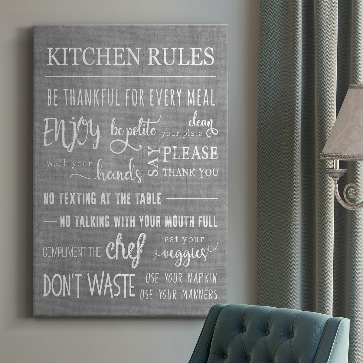 Neutral Kitchen Rules Premium Gallery Wrapped Canvas - Ready to Hang