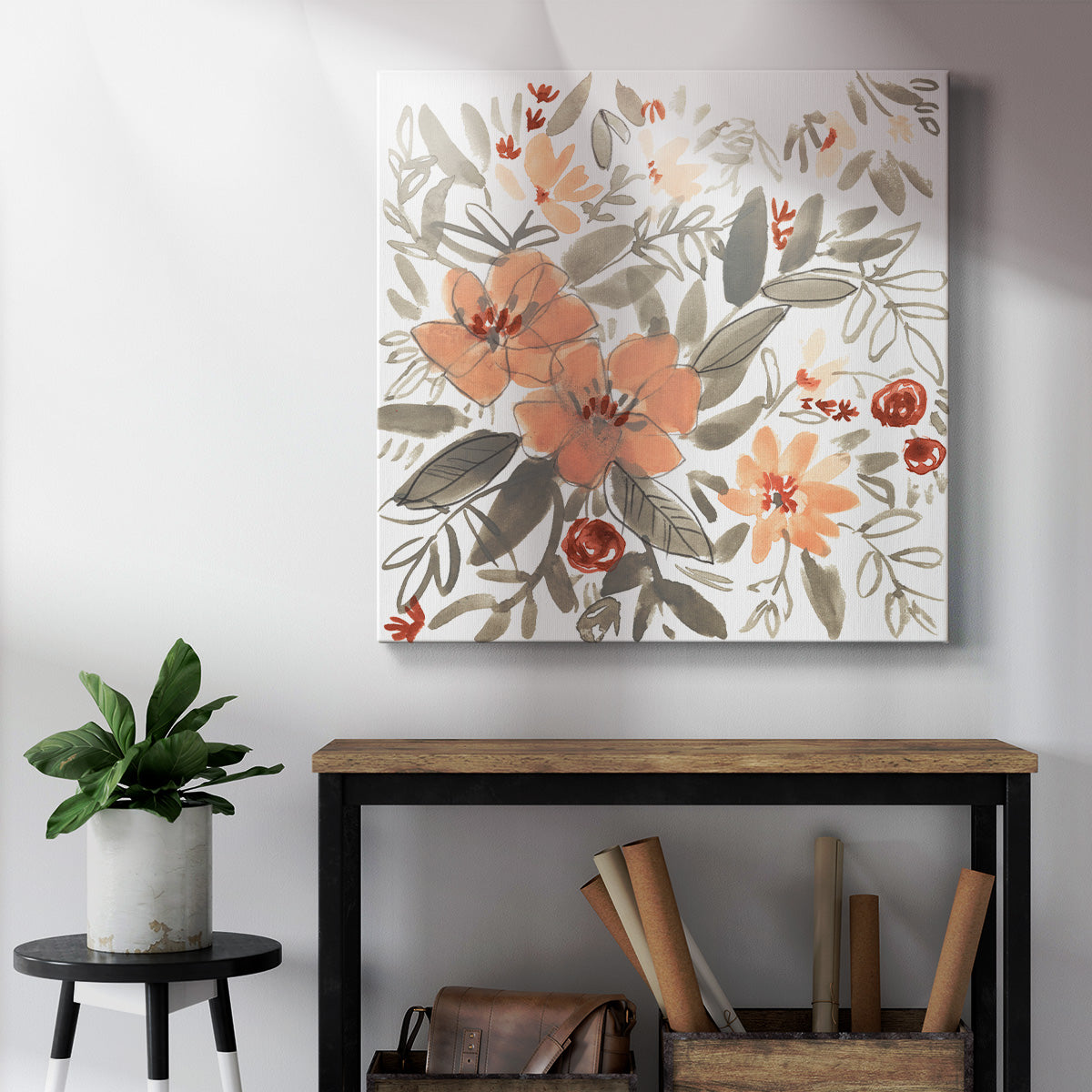 Peach & Rust Blooms I-Premium Gallery Wrapped Canvas - Ready to Hang