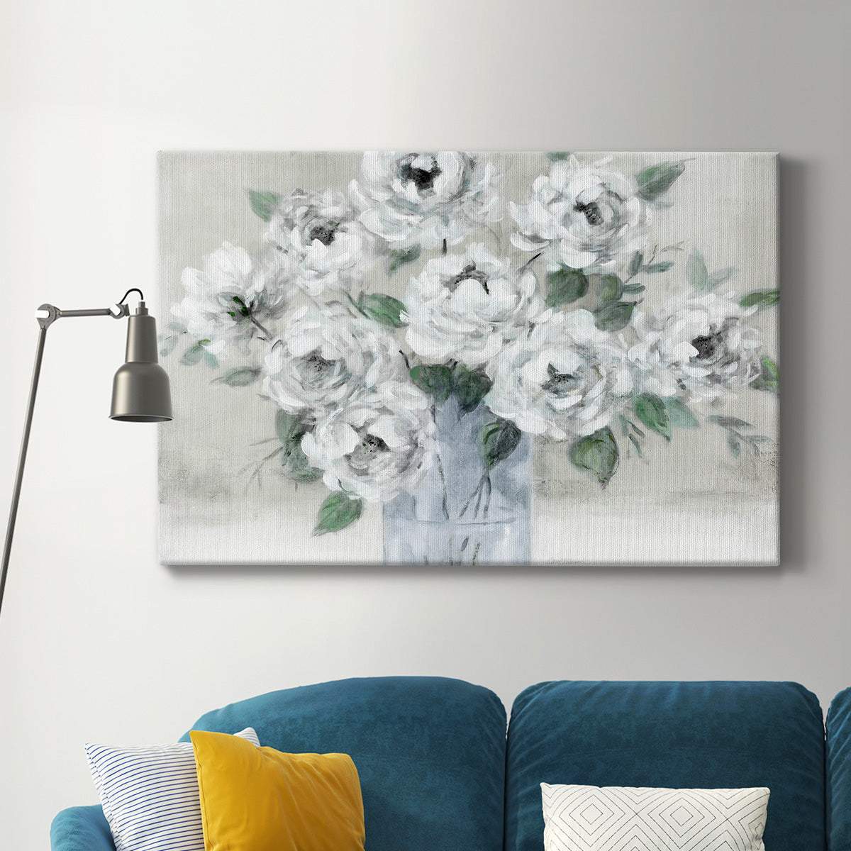 Tender White Roses Premium Gallery Wrapped Canvas - Ready to Hang