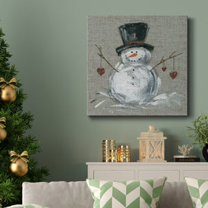 Linen Snowman II-Premium Gallery Wrapped Canvas - Ready to Hang