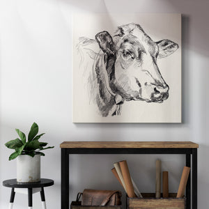 Holstein Portrait Sketch I-Premium Gallery Wrapped Canvas - Ready to Hang