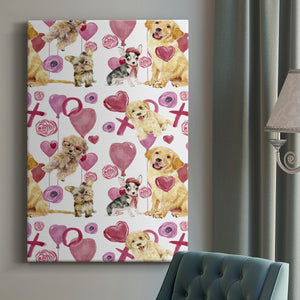 Puppy Valentine Collection E Premium Gallery Wrapped Canvas - Ready to Hang