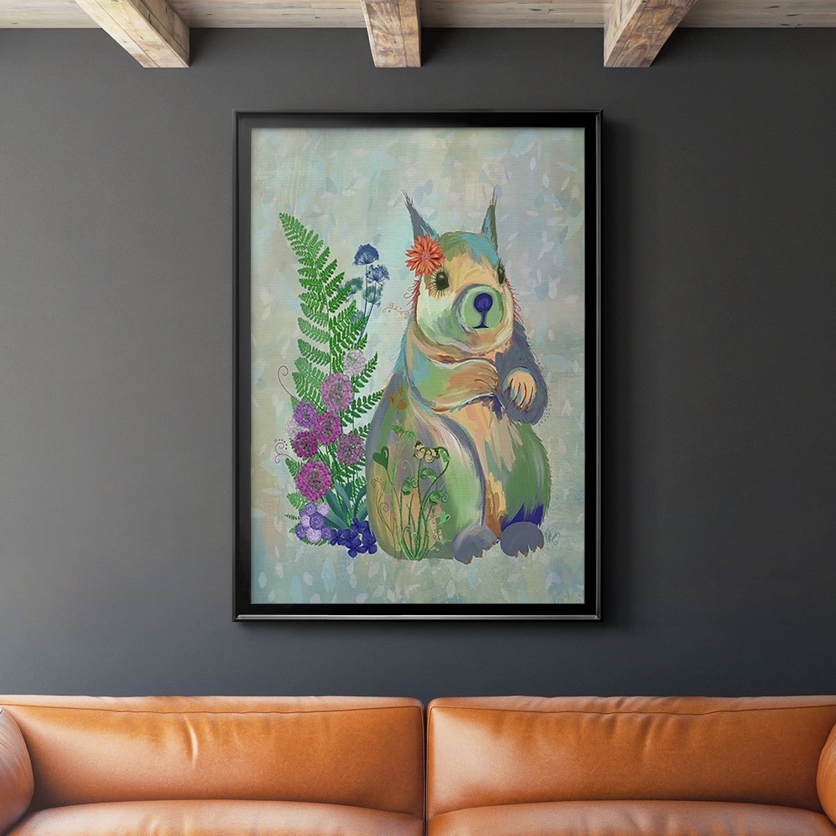 Fantastic Florals Squirrel Premium Framed Print - Ready to Hang