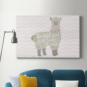 Floral Llama Premium Gallery Wrapped Canvas - Ready to Hang