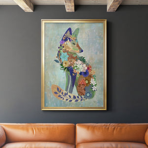 Fantastic Florals Fox, Sitting Premium Framed Print - Ready to Hang