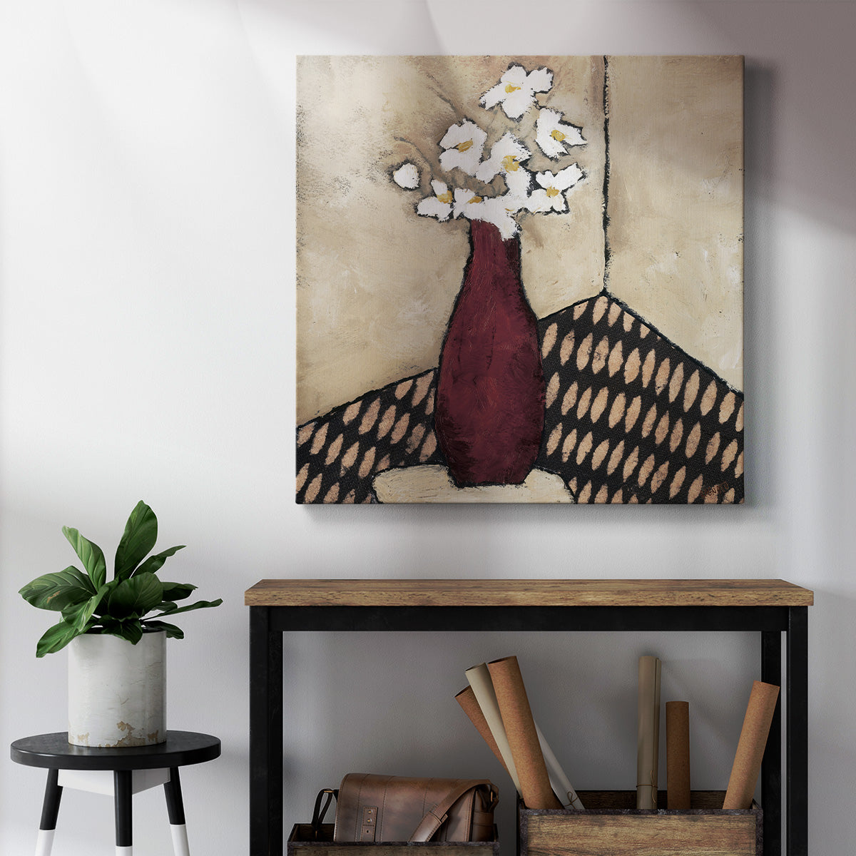 Retro Red Vase-Premium Gallery Wrapped Canvas - Ready to Hang