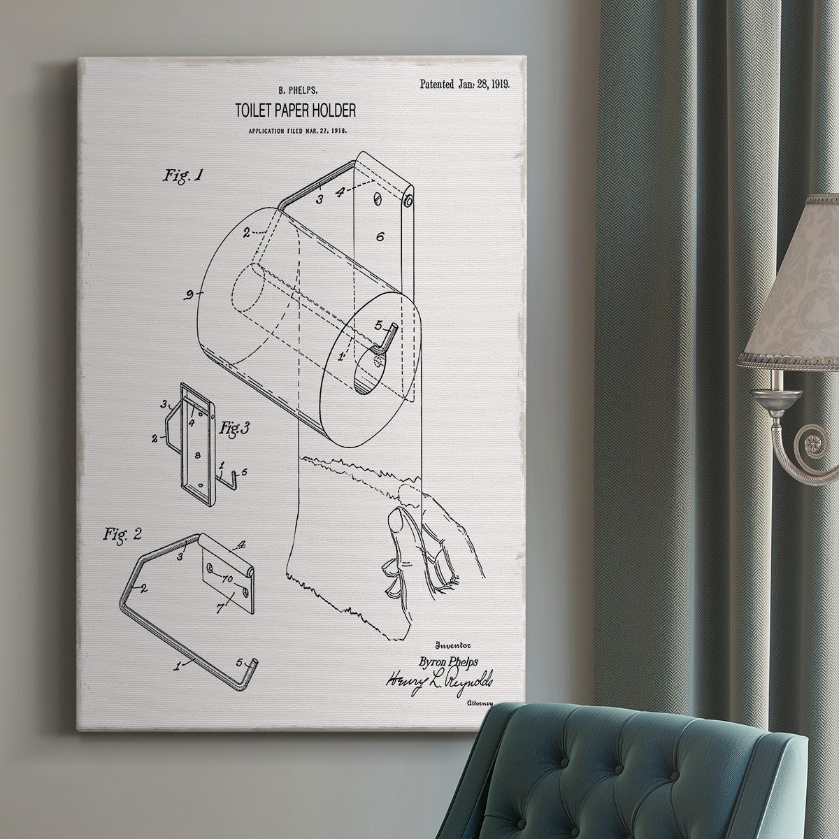 Toilet Paper Patent II Premium Gallery Wrapped Canvas - Ready to Hang