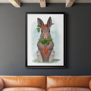 Rabbit Carrot Hug Premium Framed Print - Ready to Hang