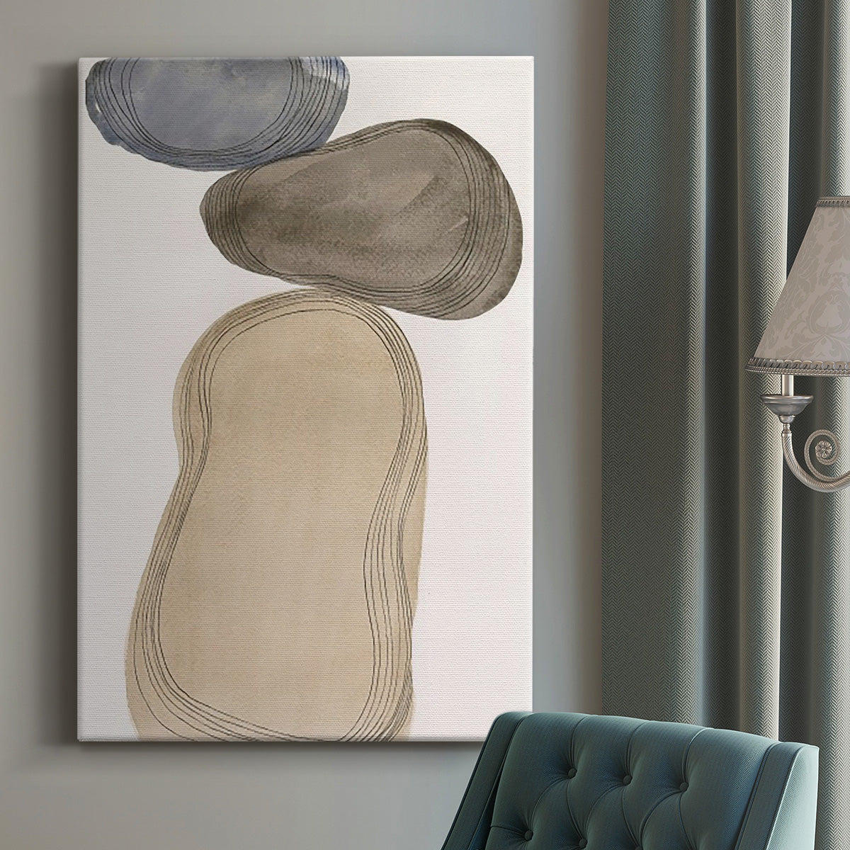 River Rocks Contour I Premium Gallery Wrapped Canvas - Ready to Hang