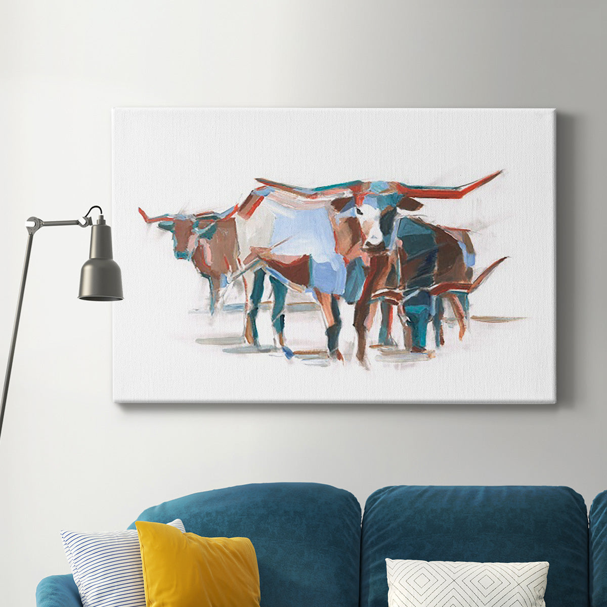 Modern Longhorns II Premium Gallery Wrapped Canvas - Ready to Hang