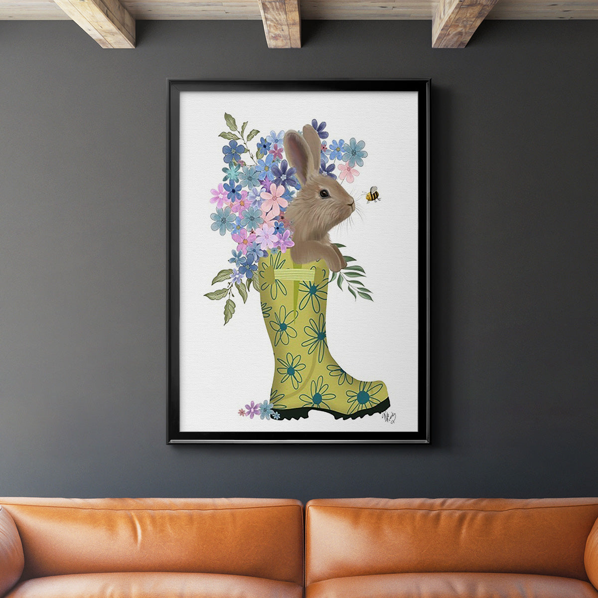 Welly Bunny And Bee Premium Framed Print - Ready to Hang