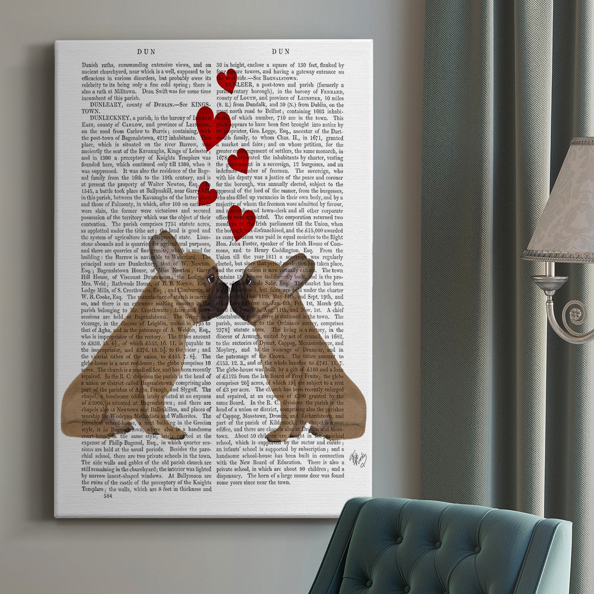 French Kiss and Hearts Premium Gallery Wrapped Canvas - Ready to Hang