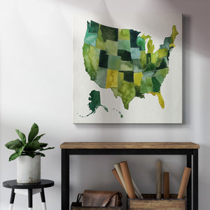 USA in Watercolor I-Premium Gallery Wrapped Canvas - Ready to Hang