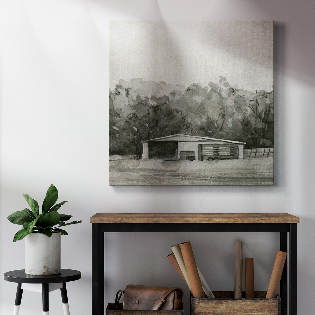 Solemn Barn Sketch II-Premium Gallery Wrapped Canvas - Ready to Hang