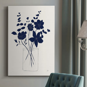 Indigo Sketch Bouquet I Premium Gallery Wrapped Canvas - Ready to Hang