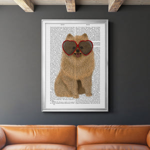 Pomeranian and Heart Glasses Premium Framed Print - Ready to Hang