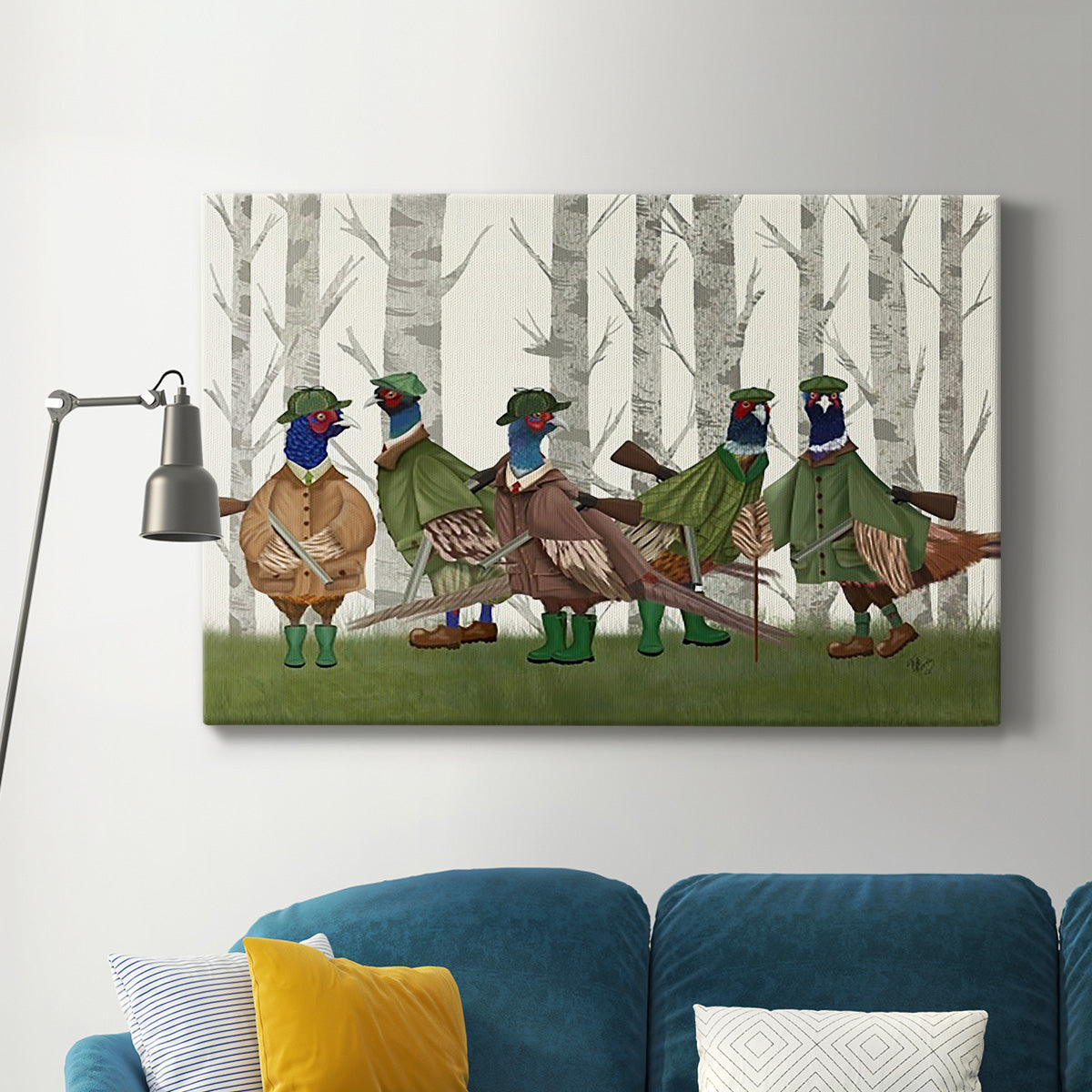 Pheasant Shooting Party Group 3 Premium Gallery Wrapped Canvas - Ready to Hang